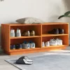  viaszbarna tömör fenyőfa cipőszekrény 110 x 34 x 45 cm