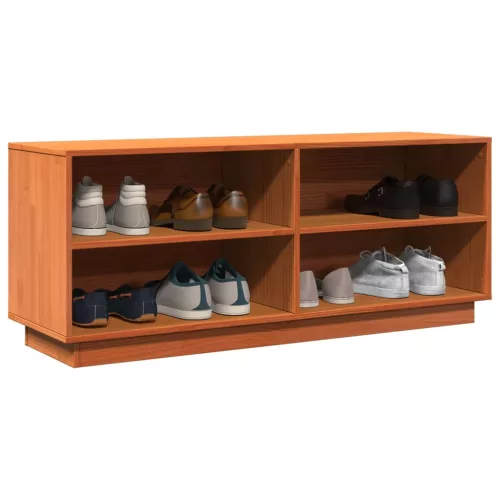  viaszbarna tömör fenyőfa cipőszekrény 110 x 34 x 45 cm