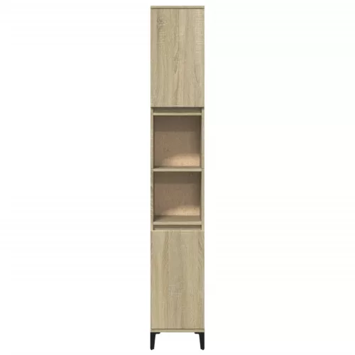  sonoma tölgy színű szerelt fa fürdőszobaszekrény 30x30x190 cm