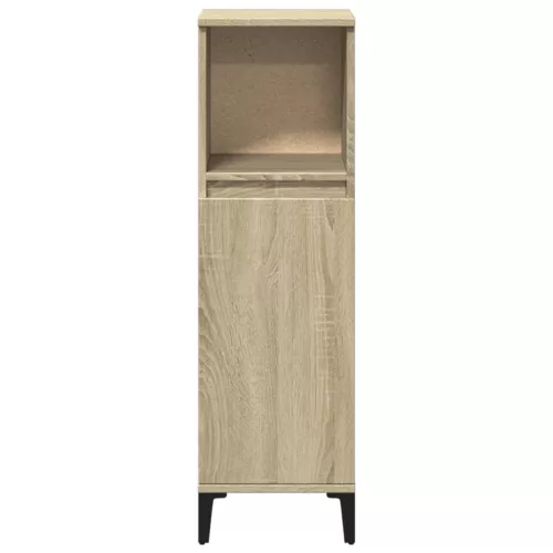  sonoma tölgy színű szerelt fa fürdőszobaszekrény 30x30x100 cm