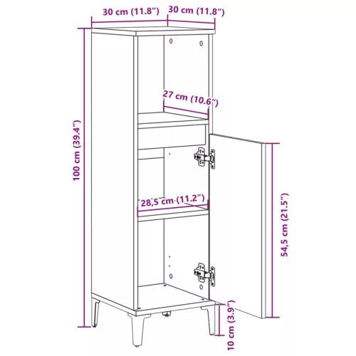  sonoma tölgy színű szerelt fa fürdőszobaszekrény 30x30x100 cm