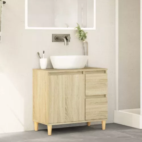  sonoma tölgy színű szerelt fa fürdőszobaszekrény 65x33x60 cm