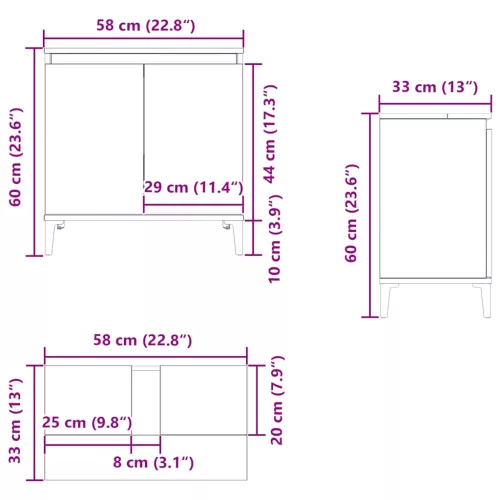  sonoma tölgy színű szerelt fa mosdószekrény 58x33x60 cm