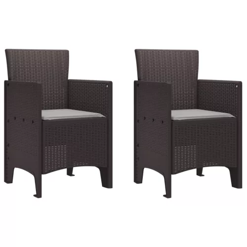  Kerti Székek Párnákkal 2 db Barna Poli Rattan