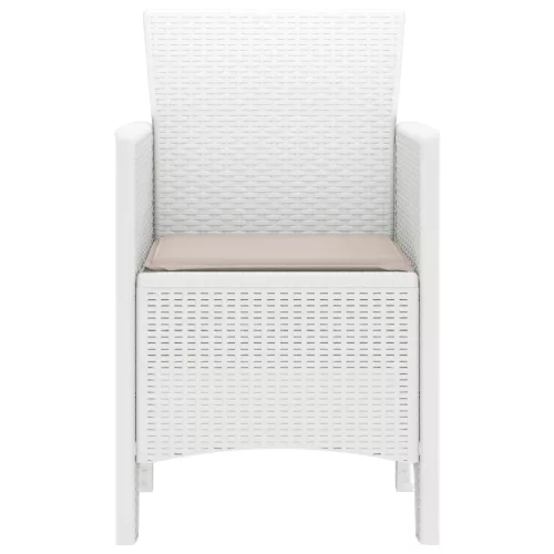  Kerti Székek Párnákkal 2 db Fehér Polirattan
