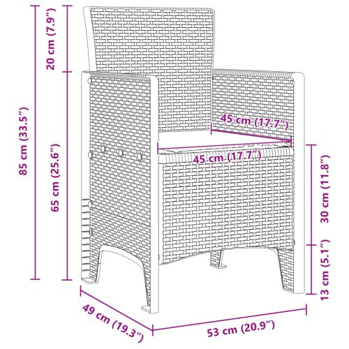  Kerti Székek Párnákkal 2 db Fehér Poli Rattan