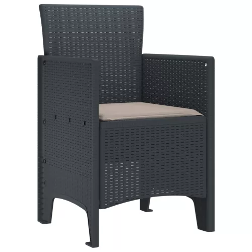  Kerti Székek Párnákkal 4 db Antracit Poli Rattan