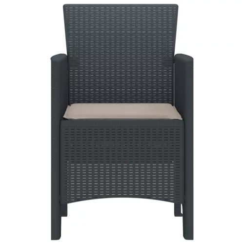  Kerti Székek Párnákkal 4 db Antracit Poli Rattan