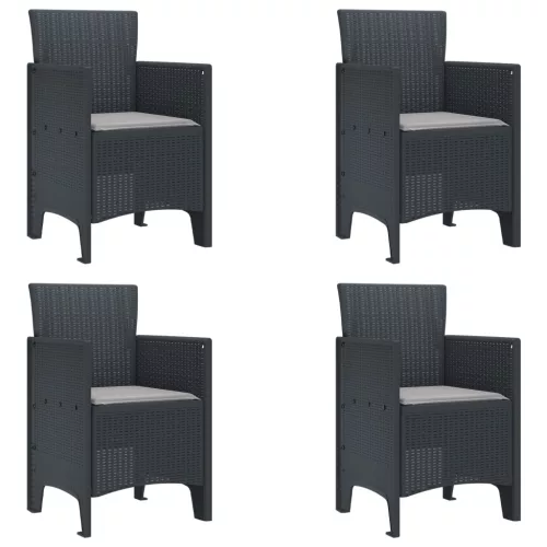  Kerti székek párnákkal 4 db antracit poli rattan