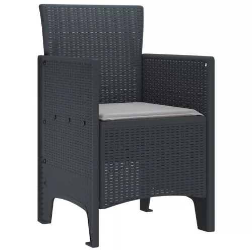  Kerti székek párnákkal 4 db antracit poli rattan
