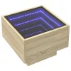  sonoma tölgy színű szerelt fa kisasztal LED-del 40 x 40 x 30 cm