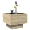  sonoma tölgy színű szerelt fa kisasztal LED-del 40 x 40 x 30 cm