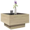  sonoma tölgy szerelt fa dohányzóasztal LED-del 50 x 50 x 30 cm