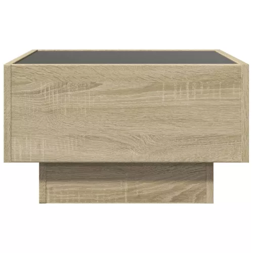  sonoma tölgy szerelt fa dohányzóasztal LED-del 50 x 50 x 30 cm