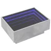  betonszürke szerelt fa dohányzóasztal LED-del 70 x 50 x 30 cm