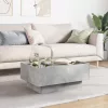  betonszürke szerelt fa dohányzóasztal LED-del 70 x 50 x 30 cm