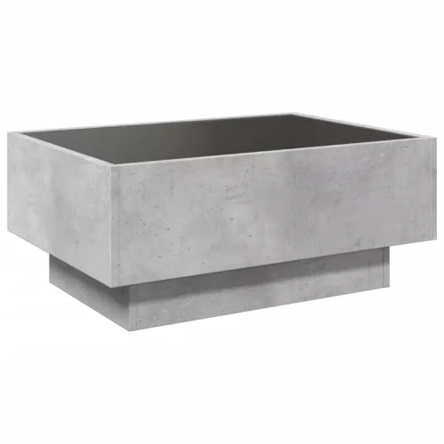 betonszürke szerelt fa dohányzóasztal LED-del 70 x 50 x 30 cm