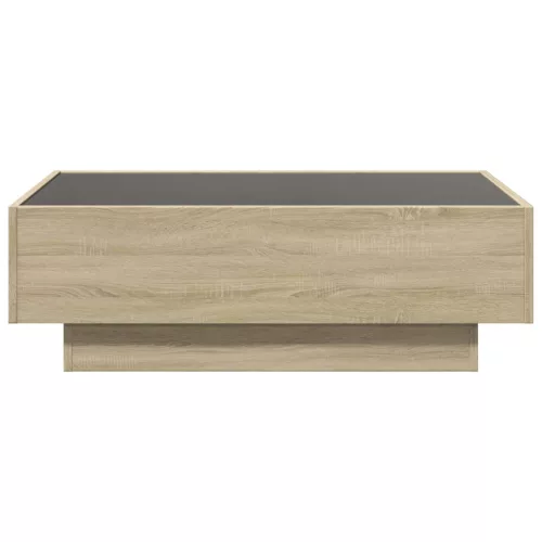  sonoma tölgy szerelt fa dohányzóasztal LED-del 90 x 50 x 30 cm