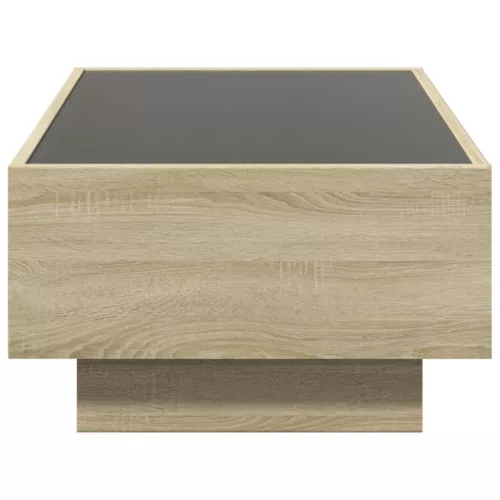 sonoma tölgy szerelt fa dohányzóasztal LED-del 90 x 50 x 30 cm