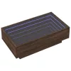 barna tölgy szerelt fa dohányzóasztal LED-del 90 x 50 x 30 cm