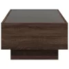  barna tölgy szerelt fa dohányzóasztal LED-del 90 x 50 x 30 cm