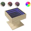  sonoma tölgy szerelt fa dohányzóasztal LED-del 50 x 50 x 45 cm
