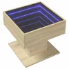  sonoma tölgy szerelt fa dohányzóasztal LED-del 50 x 50 x 45 cm