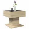  sonoma tölgy szerelt fa dohányzóasztal LED-del 50 x 50 x 45 cm