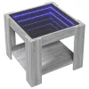  szürke sonoma szerelt fa dohányzóasztal LED-del 53 x 53 x 45 cm