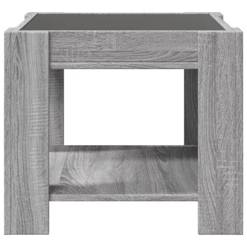  szürke sonoma szerelt fa dohányzóasztal LED-del 53 x 53 x 45 cm