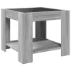  szürke sonoma szerelt fa dohányzóasztal LED-del 53 x 53 x 45 cm