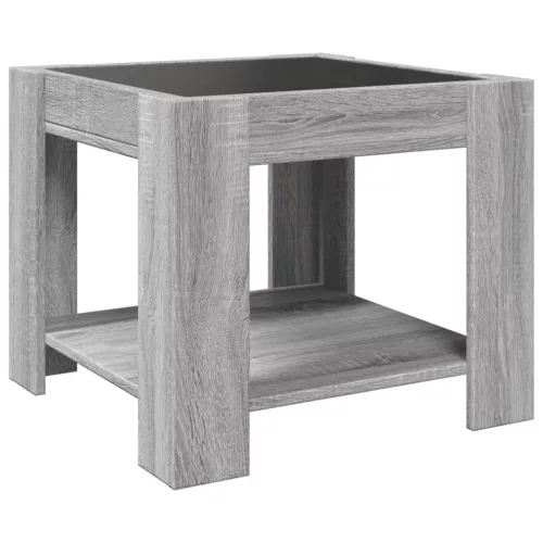  szürke sonoma szerelt fa dohányzóasztal LED-del 53 x 53 x 45 cm