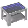  betonszürke szerelt fa dohányzóasztal LED-del 73 x 53 x 45 cm