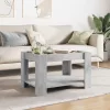 betonszürke szerelt fa dohányzóasztal LED-del 73 x 53 x 45 cm
