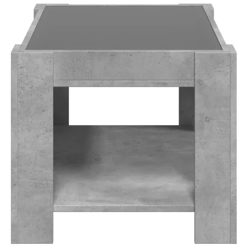  betonszürke szerelt fa dohányzóasztal LED-del 73 x 53 x 45 cm