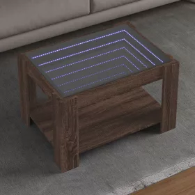    barna tölgy szerelt fa dohányzóasztal LED-del 73 x 53 x 45 cm