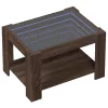  barna tölgy szerelt fa dohányzóasztal LED-del 73 x 53 x 45 cm