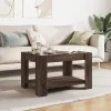  barna tölgy szerelt fa dohányzóasztal LED-del 73 x 53 x 45 cm