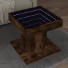 füstös tölgy szerelt fa dohányzóasztal LED-del 50 x 50 x 45 cm