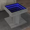  szürke sonoma szerelt fa dohányzóasztal LED-del 50 x 50 x 45 cm