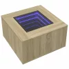  sonoma tölgy szerelt fa dohányzóasztal LED-del 60 x 60 x 40 cm