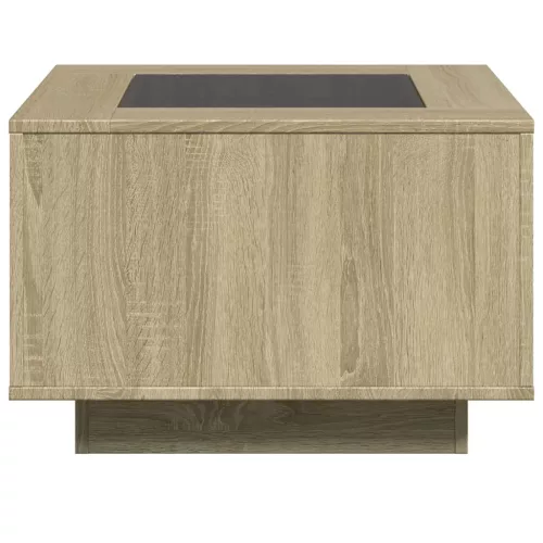  sonoma tölgy szerelt fa dohányzóasztal LED-del 60 x 60 x 40 cm