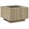  sonoma tölgy szerelt fa dohányzóasztal LED-del 60 x 60 x 40 cm