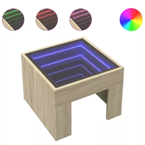  sonoma tölgy végtelen hatású LED-es dohányzóasztal 40x40x30 cm