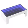  fehér végtelen hatású LED-es dohányzóasztal 90 x 50 x 30 cm