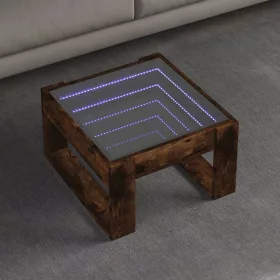    füstös tölgy végtelen hatású LED-es dohányzóasztal 50x53x30 cm