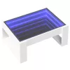  fehér végtelen hatású LED-es dohányzóasztal 70 x 53 x 30 cm