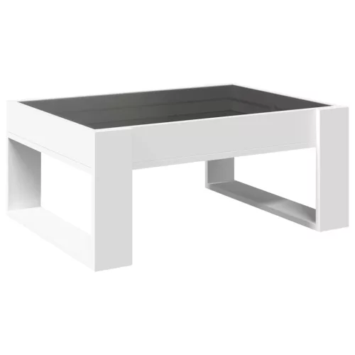  fehér végtelen hatású LED-es dohányzóasztal 70 x 53 x 30 cm