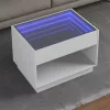  fehér végtelen hatású LED-es dohányzóasztal 70 x 50 x 50 cm