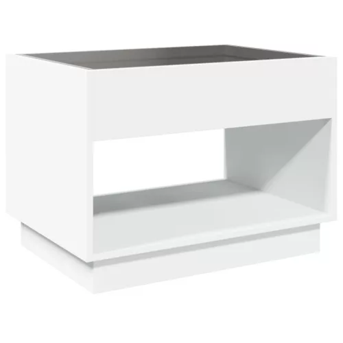  fehér végtelen hatású LED-es dohányzóasztal 70 x 50 x 50 cm